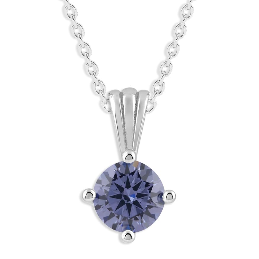 Gemstone Necklace in Sterling Silver, Round Pendant Size 6.5 * 6.5mm,  Garnet Red | Ashley Stewart