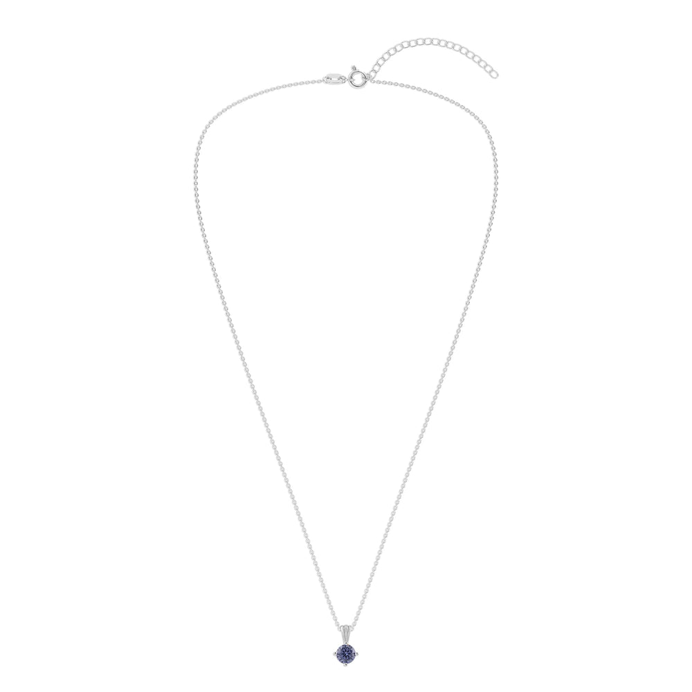 Gemstone Necklace in Sterling Silver, Round Pendant Size 6.5 * 6.5mm,  Garnet Red | Ashley Stewart