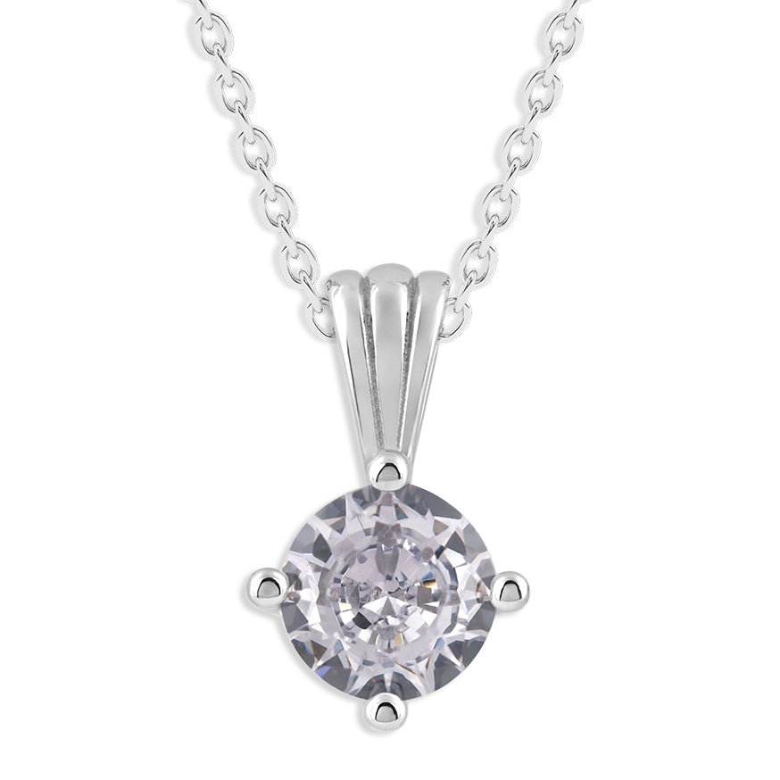 Gemstone Necklace in Sterling Silver, Round Pendant Size 6.5 * 6.5mm,  Garnet Red | Ashley Stewart