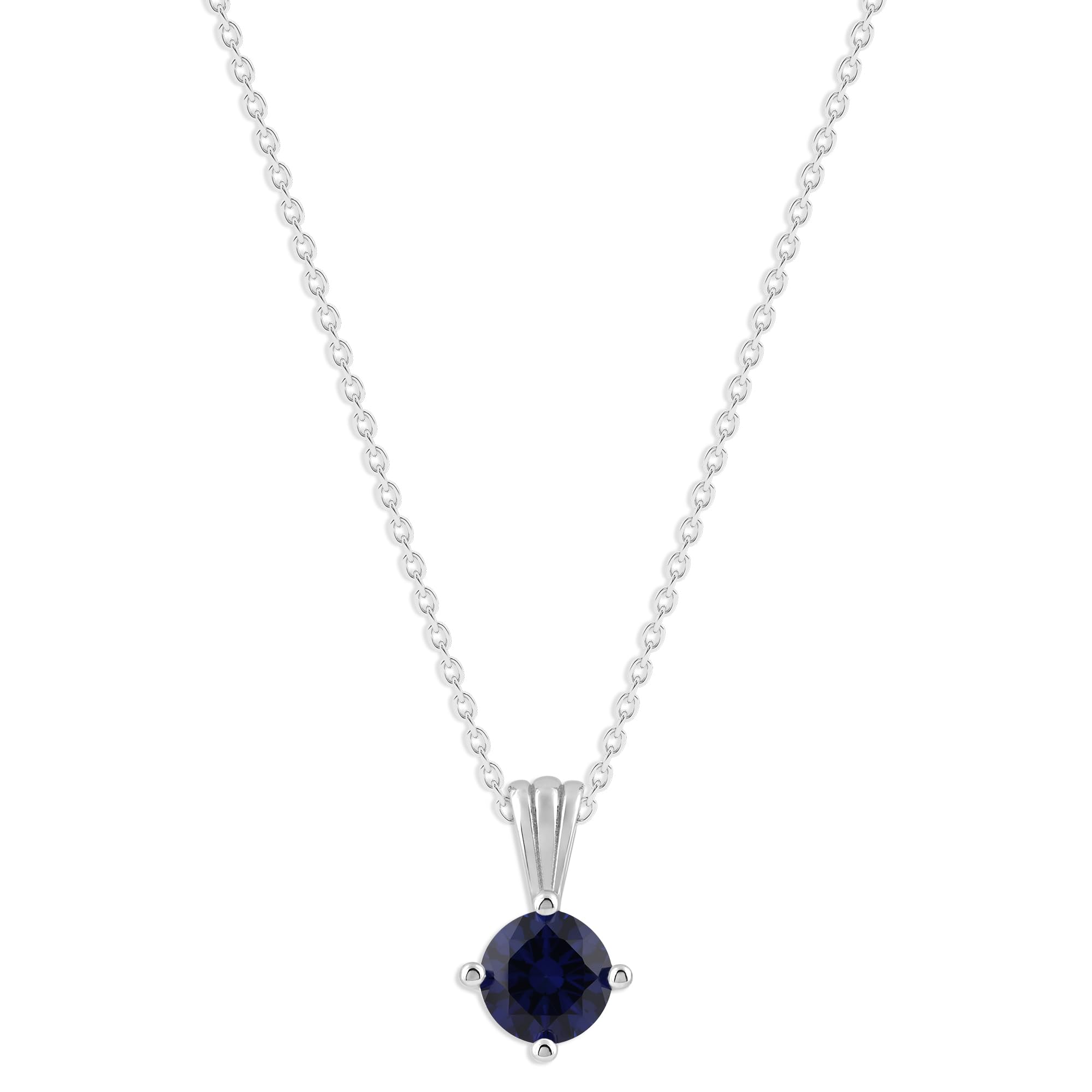 Gemstone Necklace in Sterling Silver, Round Pendant Size 6.5 * 6.5mm,  Garnet Red | Ashley Stewart