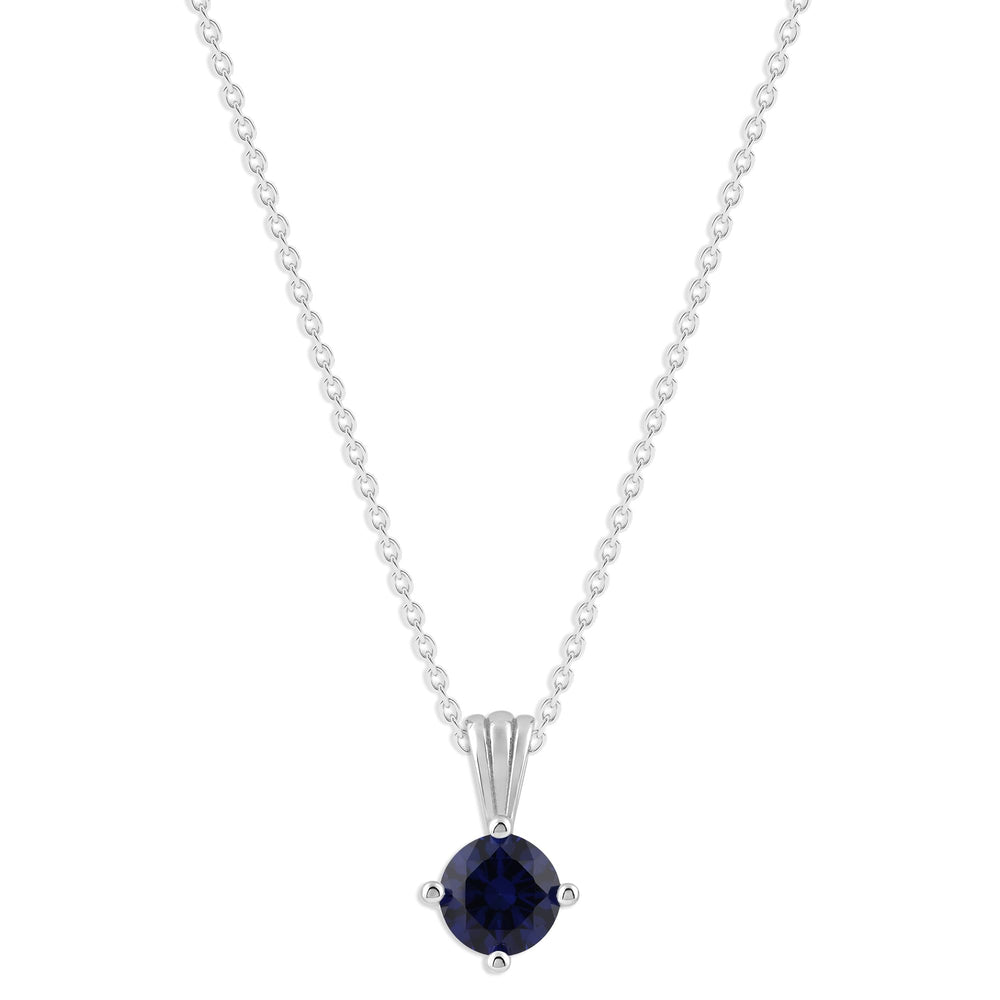 Gemstone Necklace in Sterling Silver, Round Pendant Size 6.5 * 6.5mm,  Garnet Red | Ashley Stewart