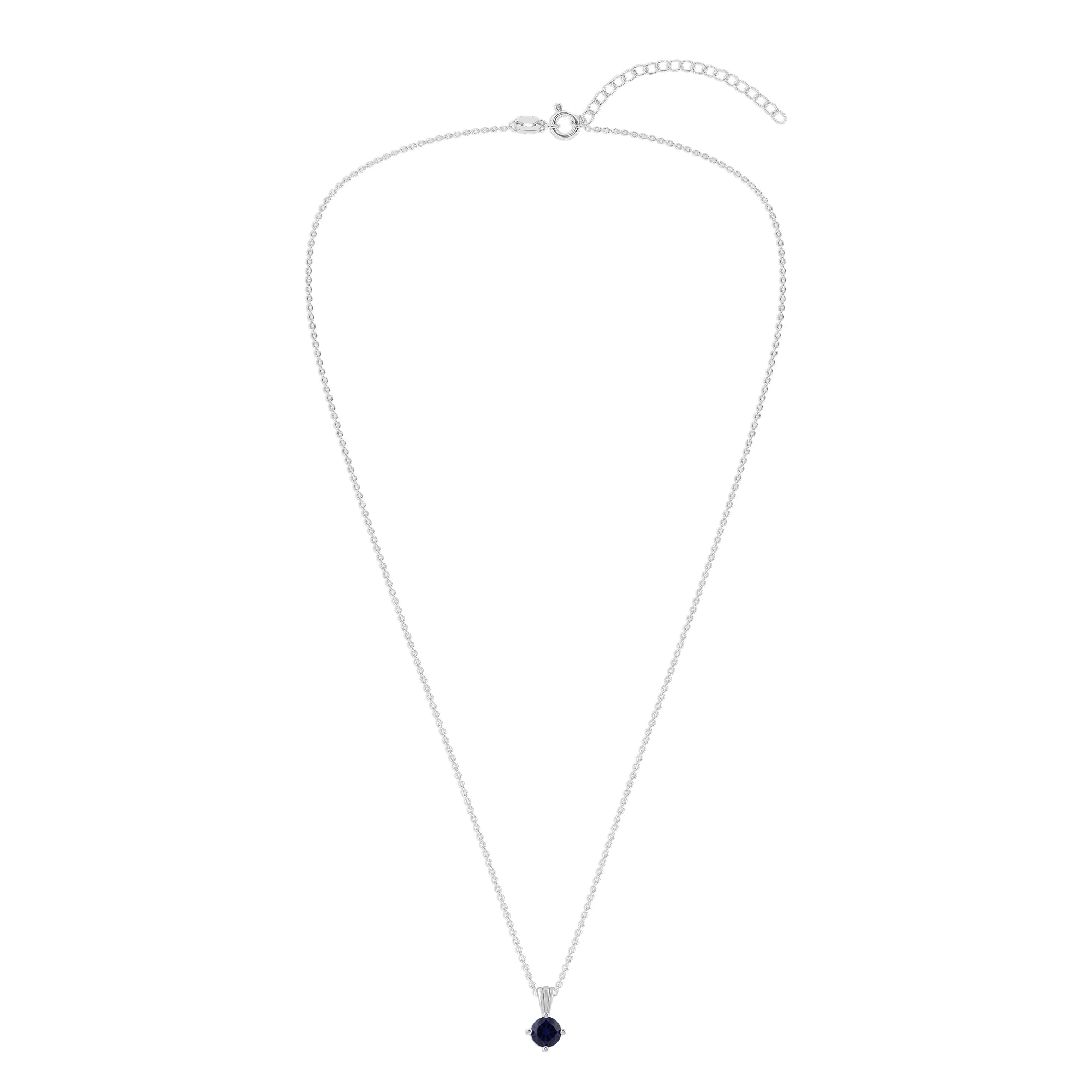 Gemstone Necklace in Sterling Silver, Round Pendant Size 6.5 * 6.5mm,  Garnet Red | Ashley Stewart