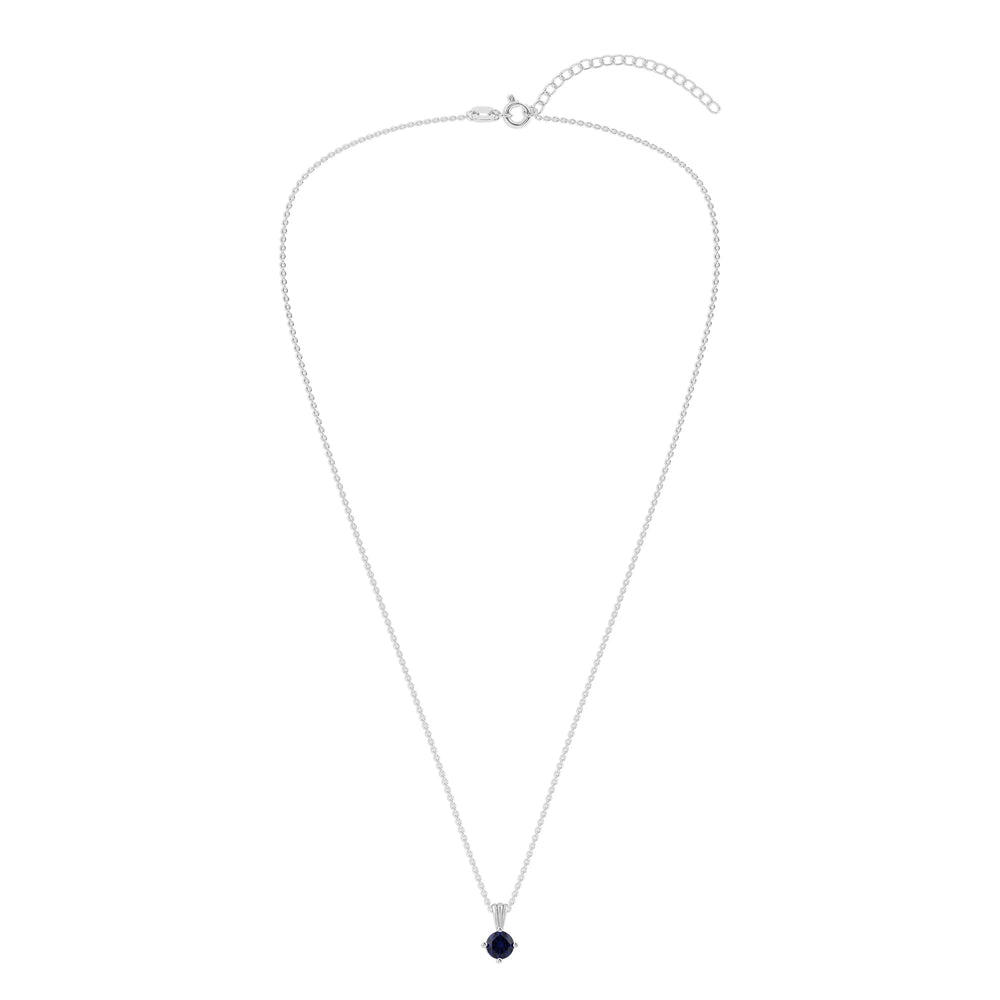 Gemstone Necklace in Sterling Silver, Round Pendant Size 6.5 * 6.5mm,  Garnet Red | Ashley Stewart