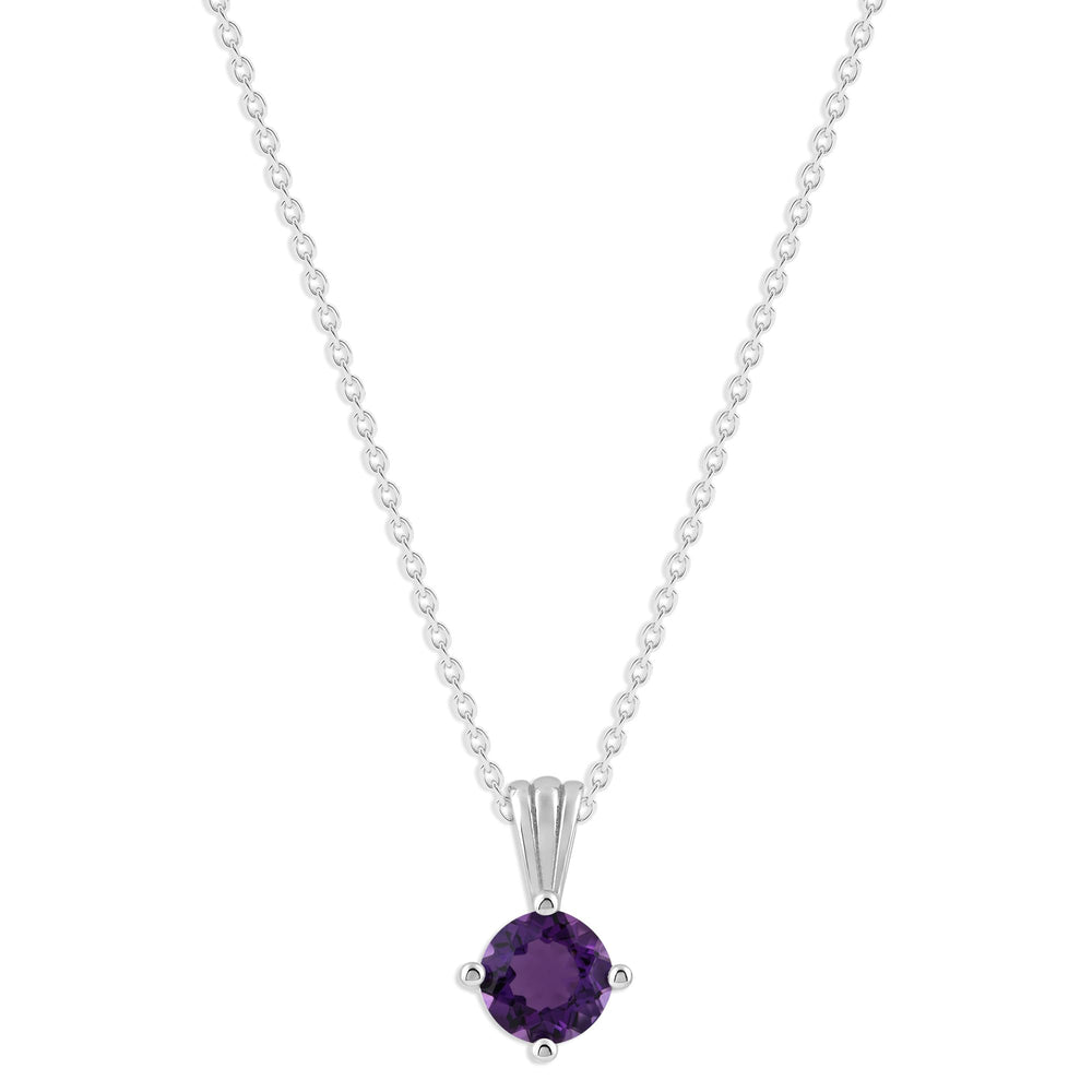 Gemstone Necklace in Sterling Silver, Round Pendant Size 6.5 * 6.5mm,  Garnet Red | Ashley Stewart