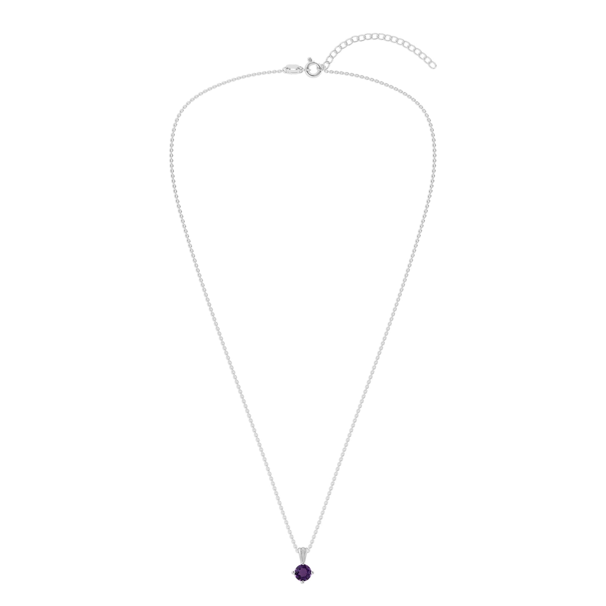 Gemstone Necklace in Sterling Silver, Round Pendant Size 6.5 * 6.5mm,  Garnet Red | Ashley Stewart