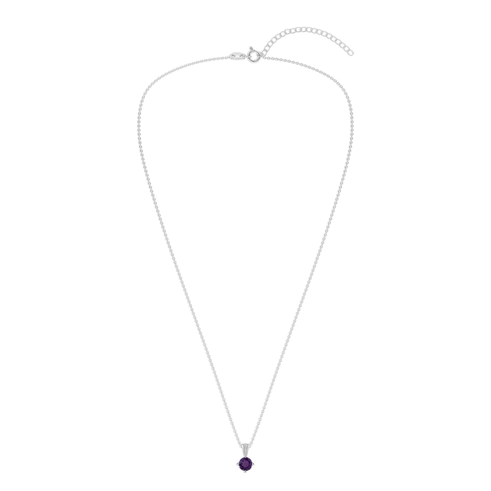 Gemstone Necklace in Sterling Silver, Round Pendant Size 6.5 * 6.5mm,  Garnet Red | Ashley Stewart