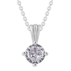 Gemstone Necklace in Sterling Silver, Round Pendant Size 6.5 * 6.5mm,  Garnet Red | Ashley Stewart