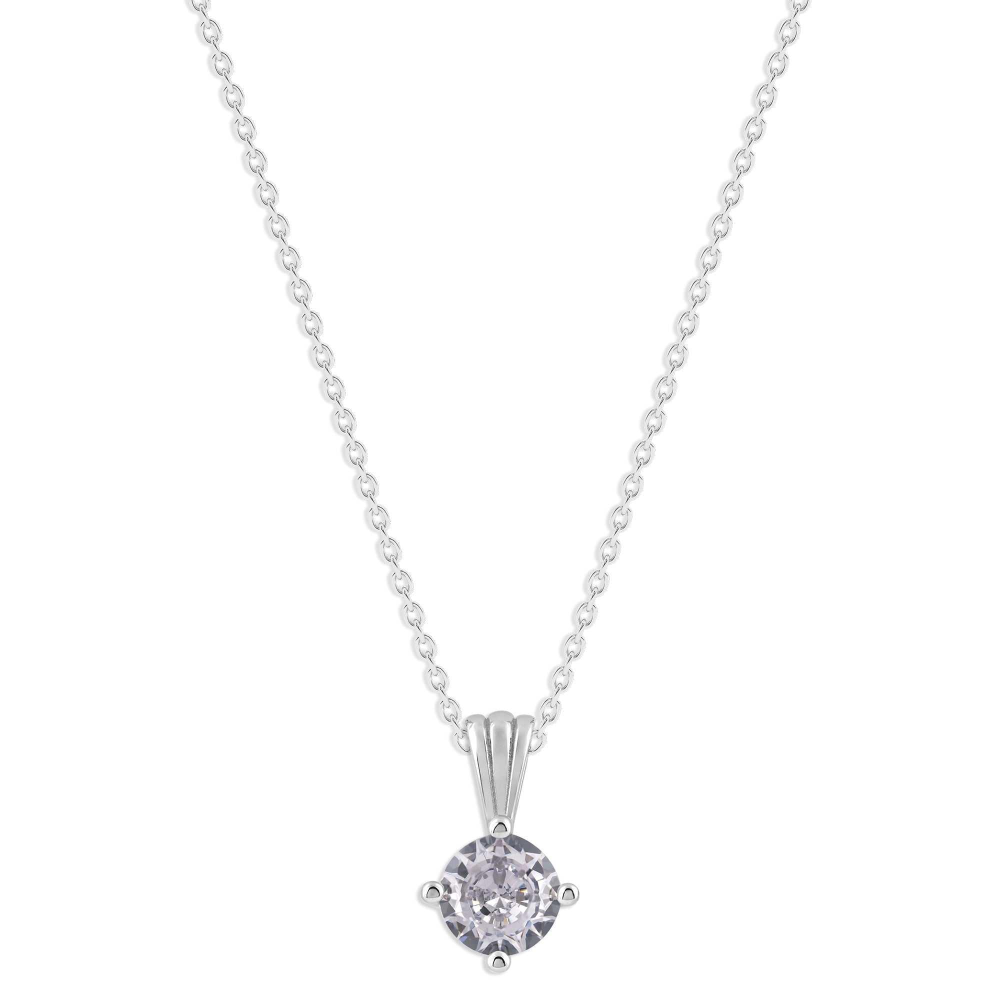 Gemstone Necklace in Sterling Silver, Round Pendant Size 6.5 * 6.5mm,  Garnet Red | Ashley Stewart