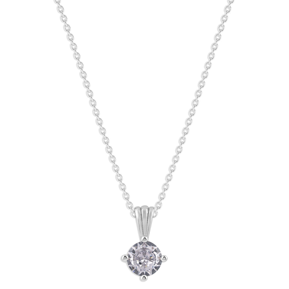 Gemstone Necklace in Sterling Silver, Round Pendant Size 6.5 * 6.5mm,  Garnet Red | Ashley Stewart