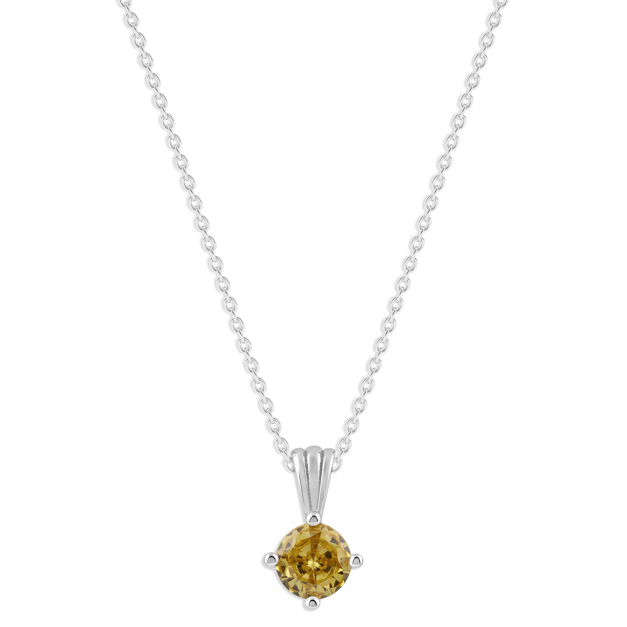 Gemstone Necklace in Sterling Silver, Round Pendant Size 6.5 * 6.5mm,  Garnet Red | Ashley Stewart