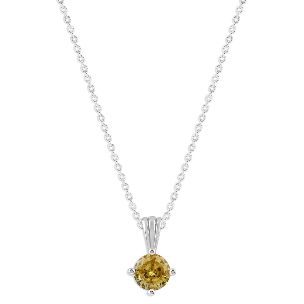Gemstone Necklace in Sterling Silver, Round Pendant Size 6.5 * 6.5mm,  Garnet Red | Ashley Stewart