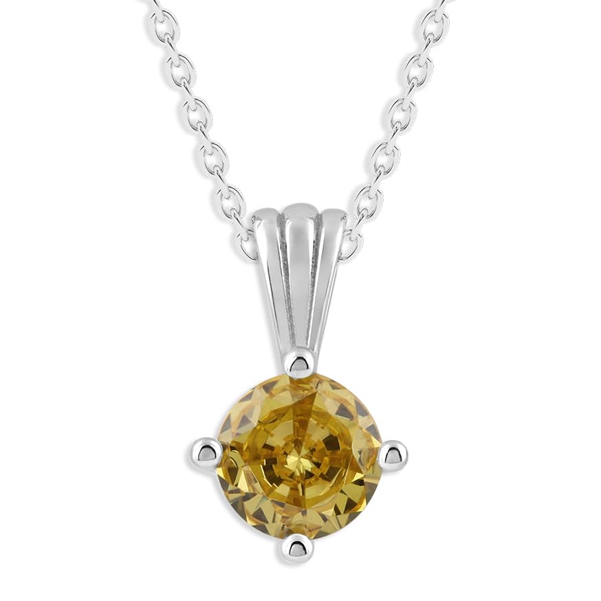Gemstone Necklace in Sterling Silver, Round Pendant Size 6.5 * 6.5mm,  Garnet Red | Ashley Stewart