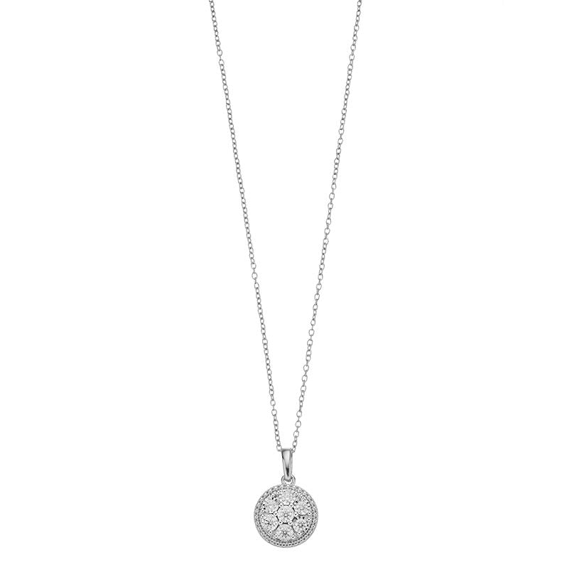 0.25 Carat Lab Grown Diamond Cluster Pendant Necklace White | Ashley Stewart