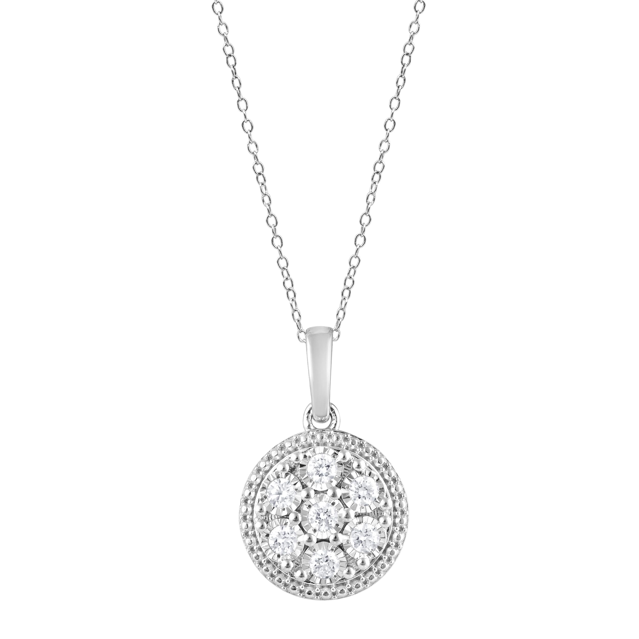0.25 Carat Lab Grown Diamond Cluster Pendant Necklace White | Ashley Stewart