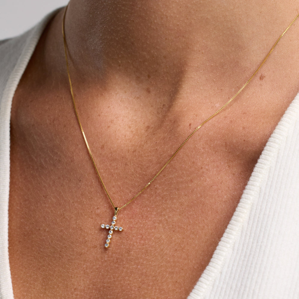 0.25 Carat Lab Grown Diamond Cross Pendant Necklace  | Ashley Stewart