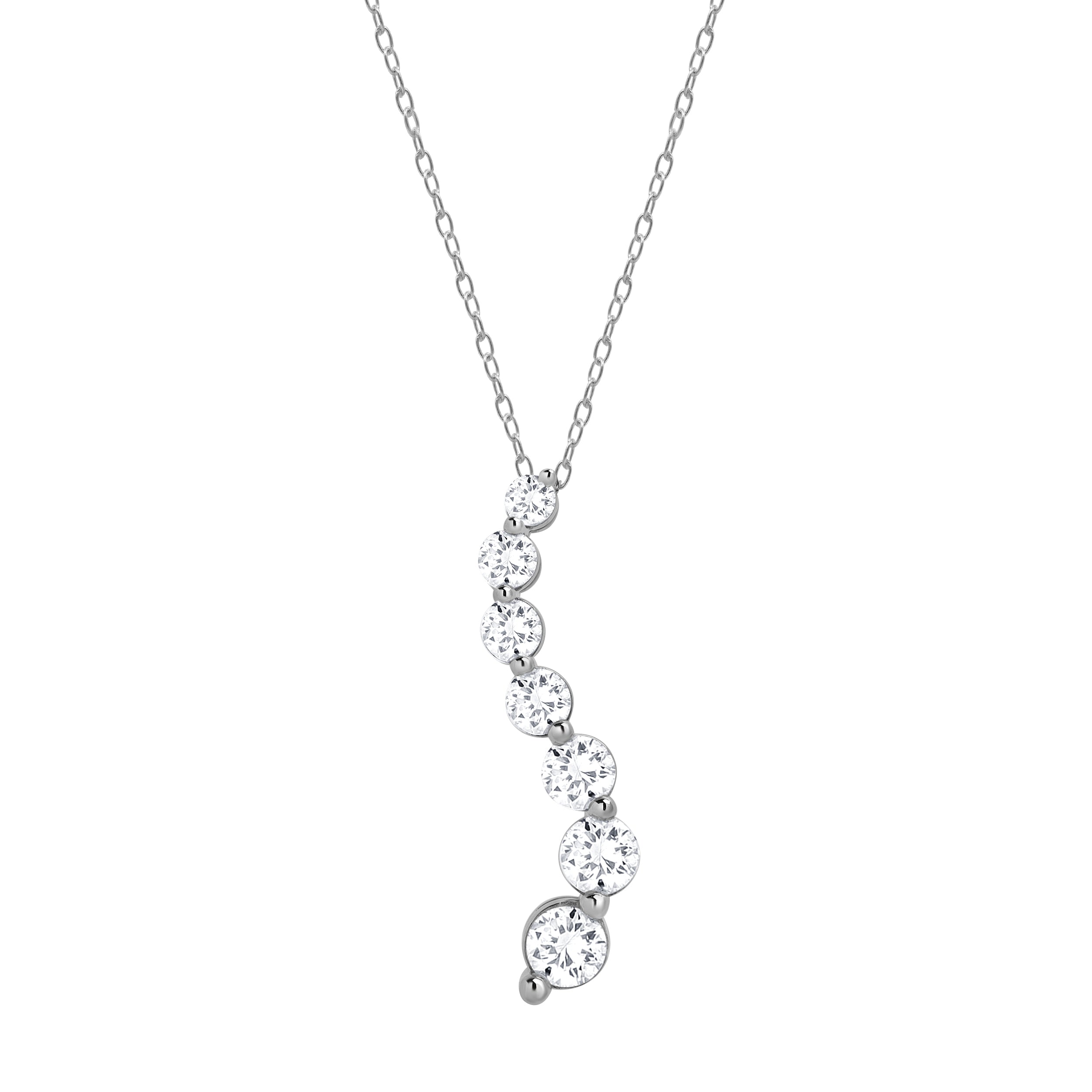 1 Carat Lab Grown Graduating Diamond Necklace In Sterling Silver  | Ashley Stewart
