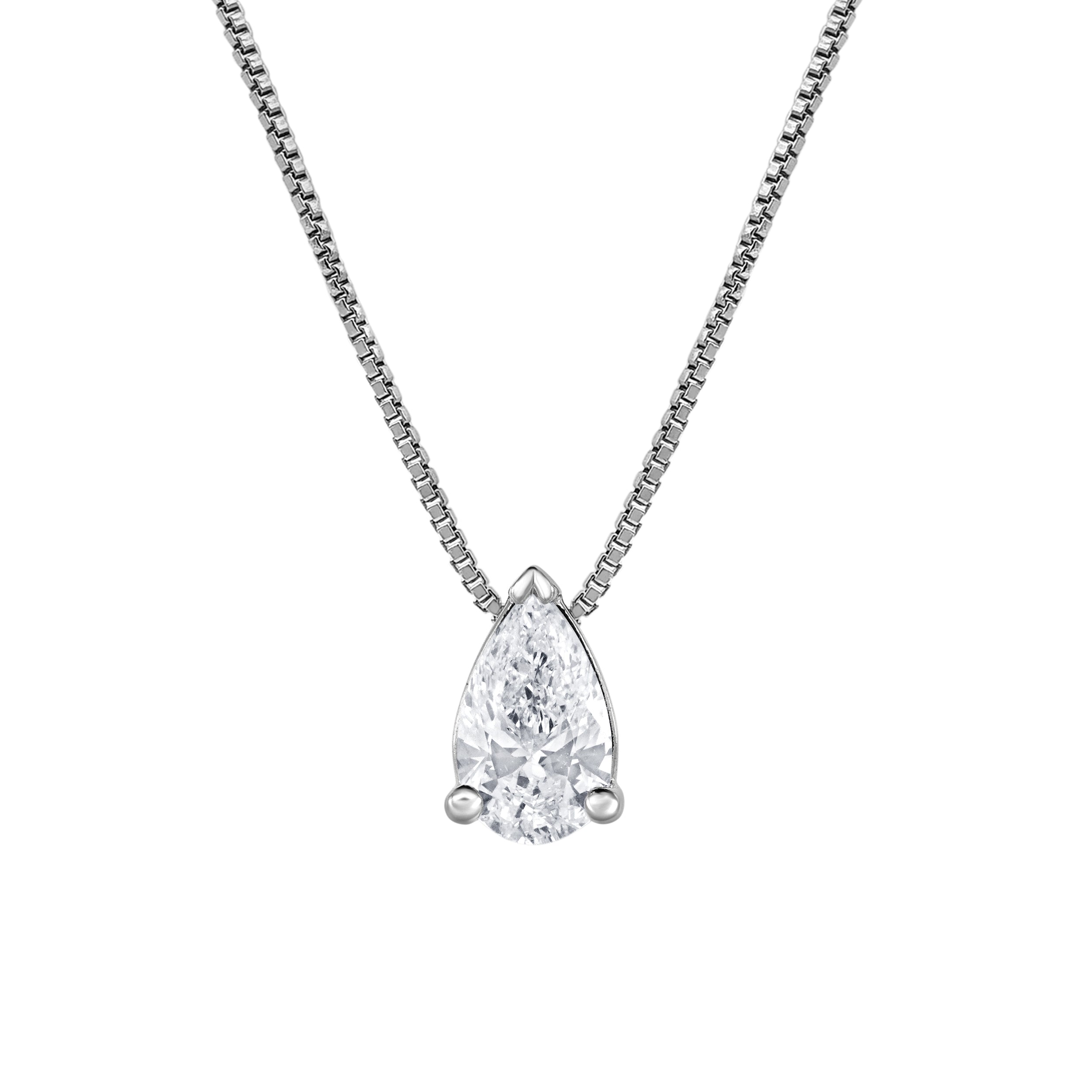 0.50 Carat Lab Grown Pear Solitaire Diamond Necklace  | Ashley Stewart