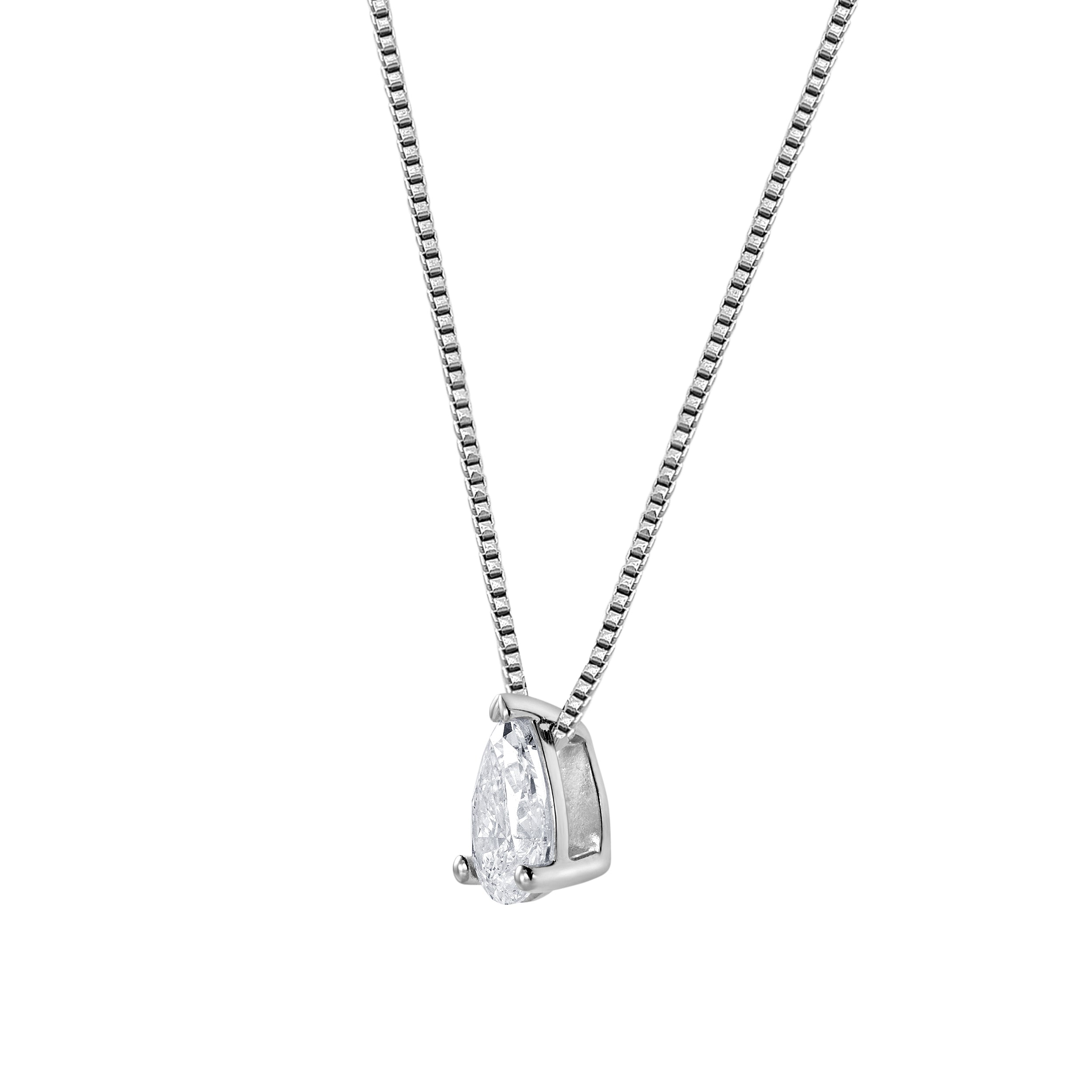 0.50 Carat Lab Grown Pear Solitaire Diamond Necklace  | Ashley Stewart