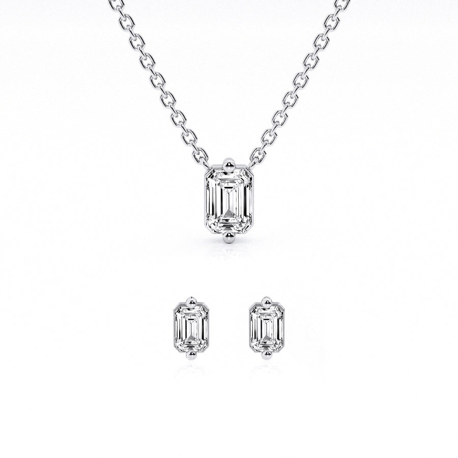 0.50 Carat Lab Grown Emerald Cut Diamond Necklace Set In Sterling Silv  | Ashley Stewart