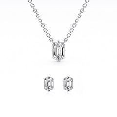 0.50 Carat Lab Grown Emerald Cut Diamond Necklace Set In Sterling Silv  | Ashley Stewart