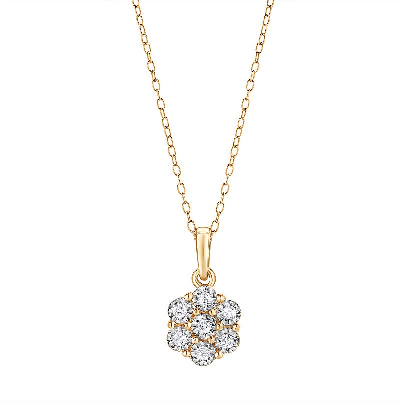 0.10 Carat Lab Grown Cluster Diamond Pendant Necklace Rose | Ashley Stewart