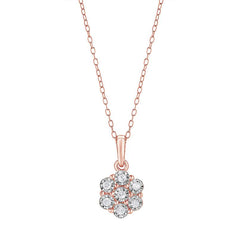0.10 Carat Lab Grown Cluster Diamond Pendant Necklace Rose | Ashley Stewart