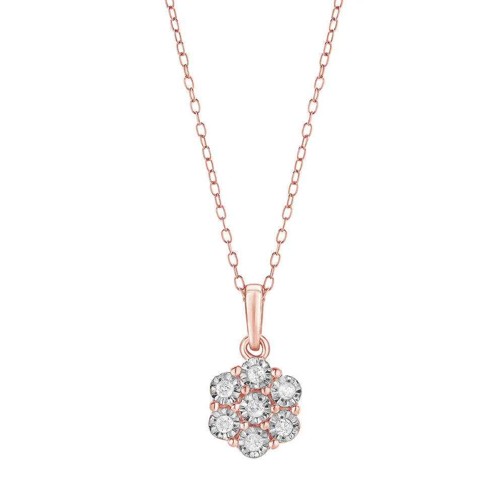 0.10 Carat Lab Grown Cluster Diamond Pendant Necklace Rose | Ashley Stewart
