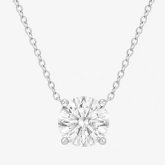 0.50 And 1 Carat Round Lab Grown Solitaire Diamond Pendant Necklace In White | Ashley Stewart