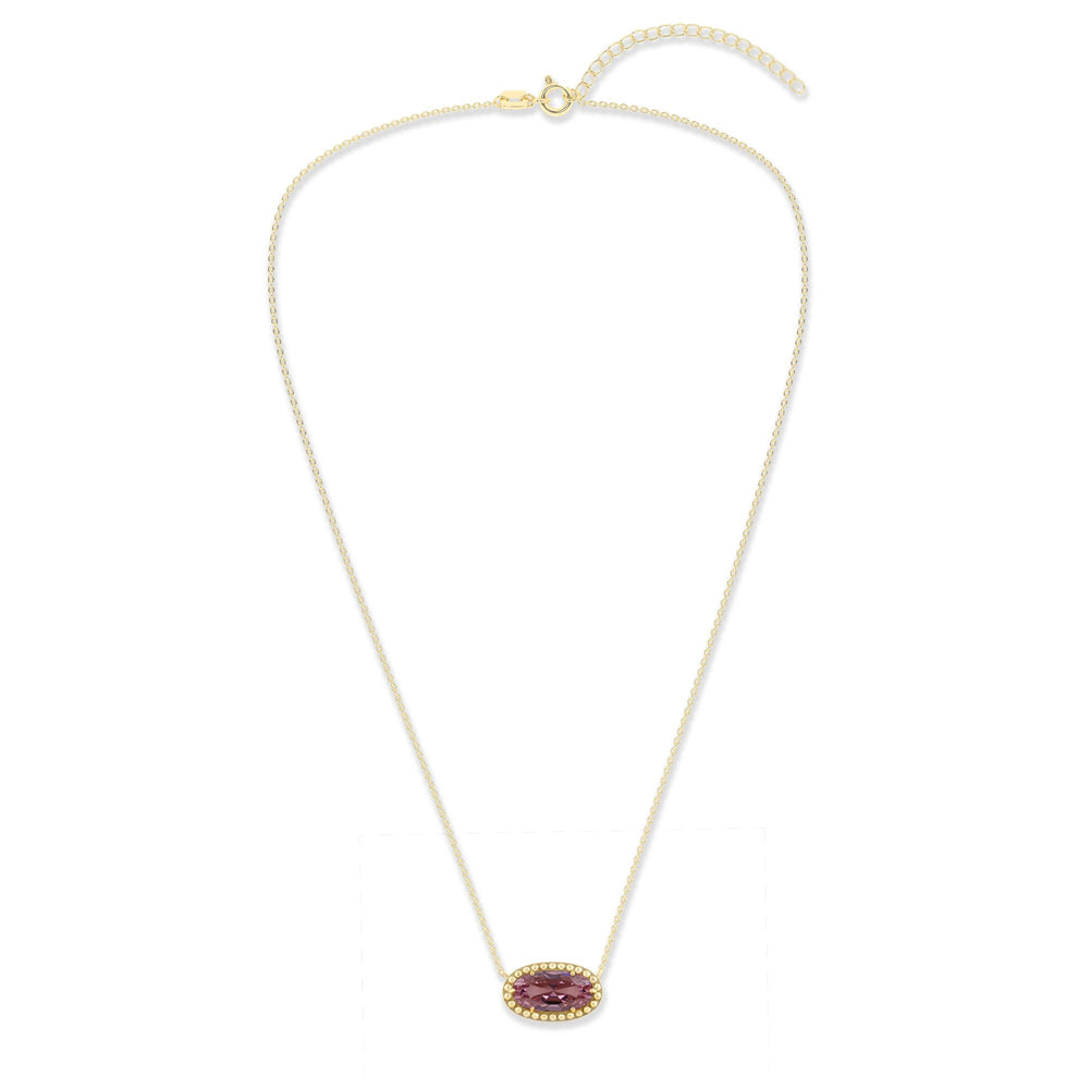 Oval Gemstone Necklace in 14K Gold Plated Sterling Silver, Oval Pendan White Zircon | Ashley Stewart