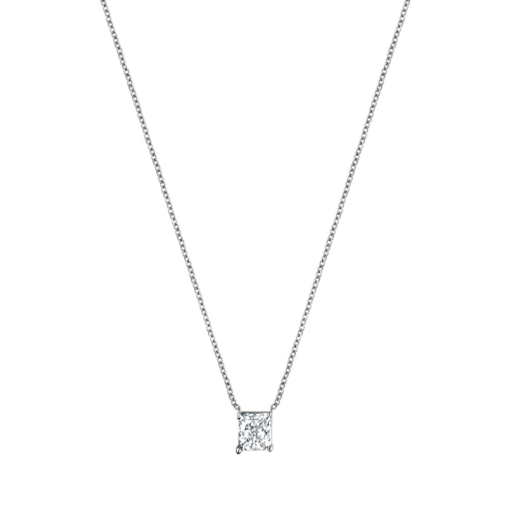 1 Carat Lab Grown Princess Diamond Pendant Necklace In Sterling Silver  | Ashley Stewart