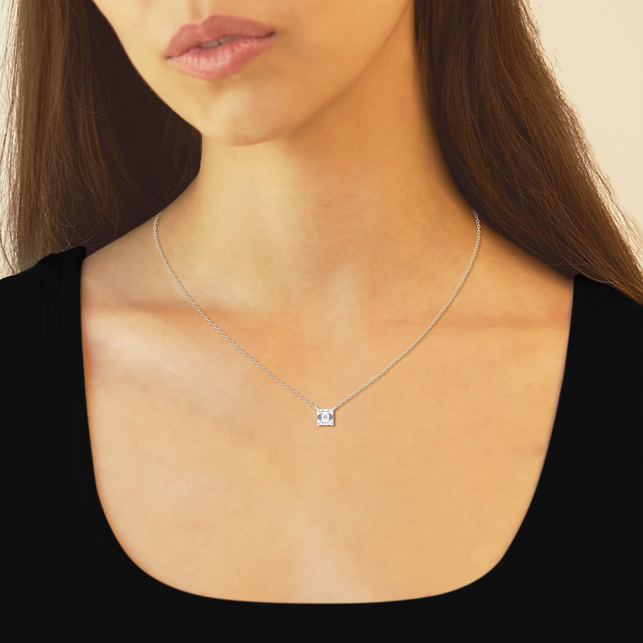 1 Carat Lab Grown Princess Diamond Pendant Necklace In Sterling Silver  | Ashley Stewart