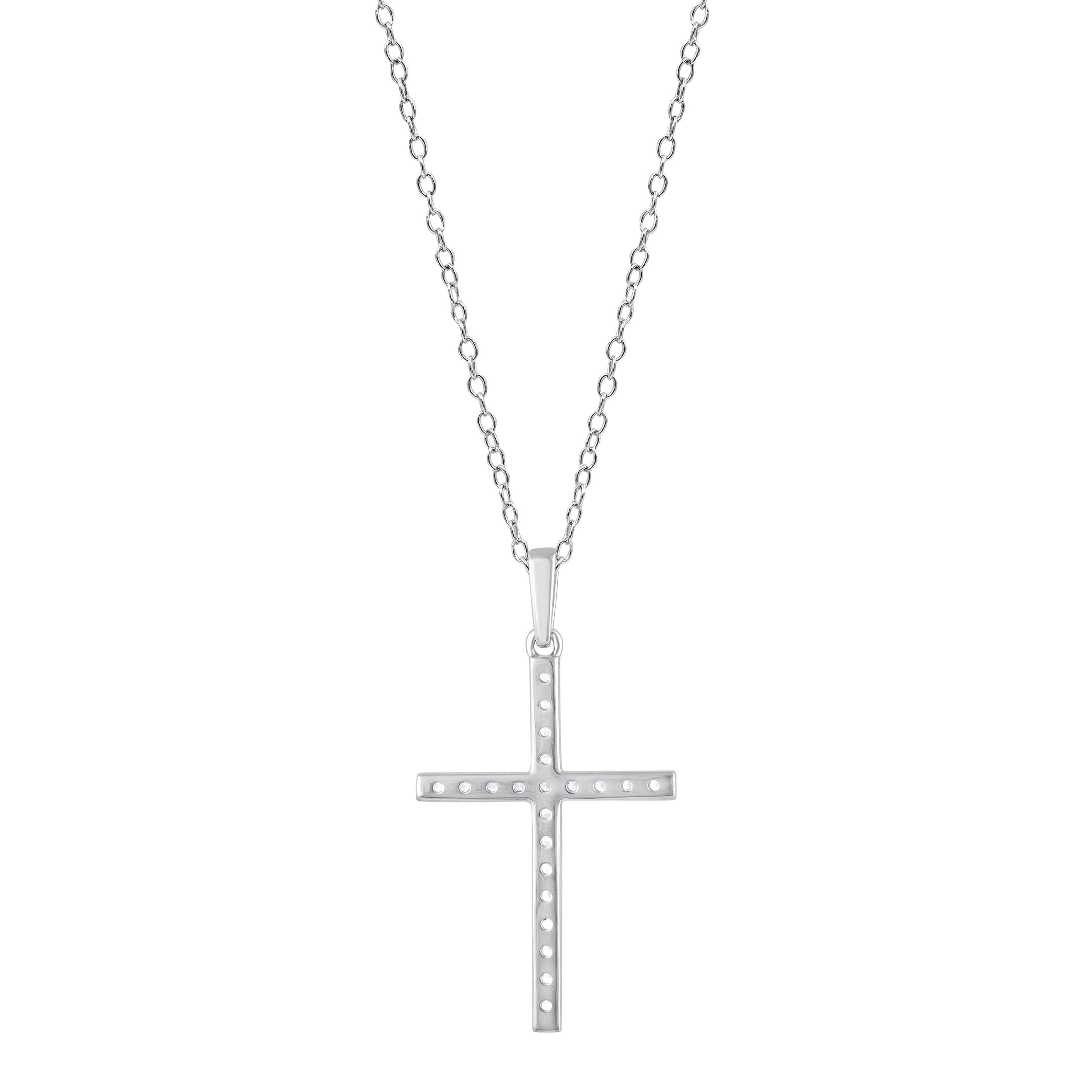 0.25 Carat Cross Lab Grown Diamond Necklace White | Ashley Stewart