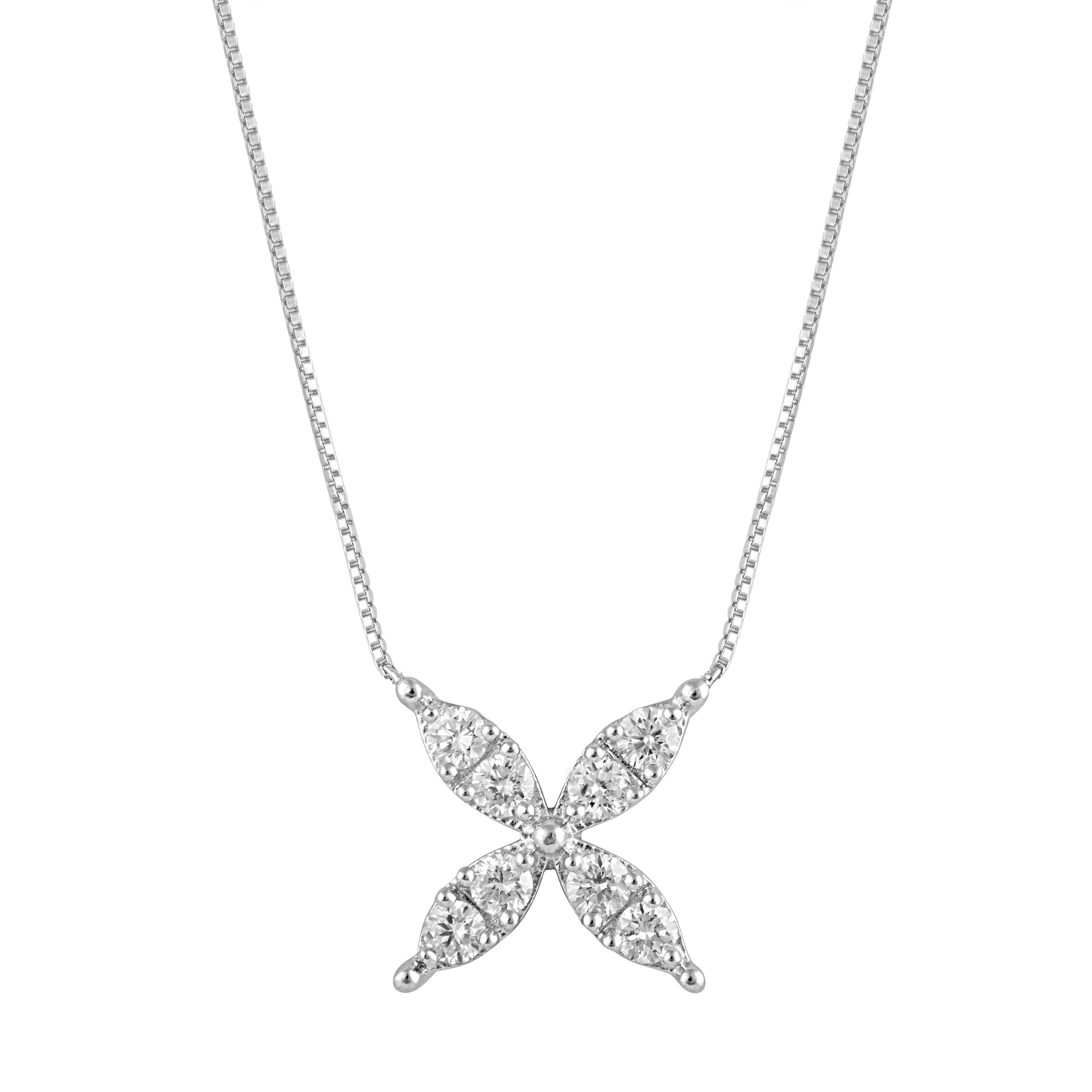 0.20 Carat Lab Grown Diamond Floral Pendant Necklace In Sterling Silve  | Ashley Stewart