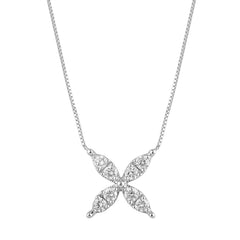 0.20 Carat Lab Grown Diamond Floral Pendant Necklace In Sterling Silve  | Ashley Stewart