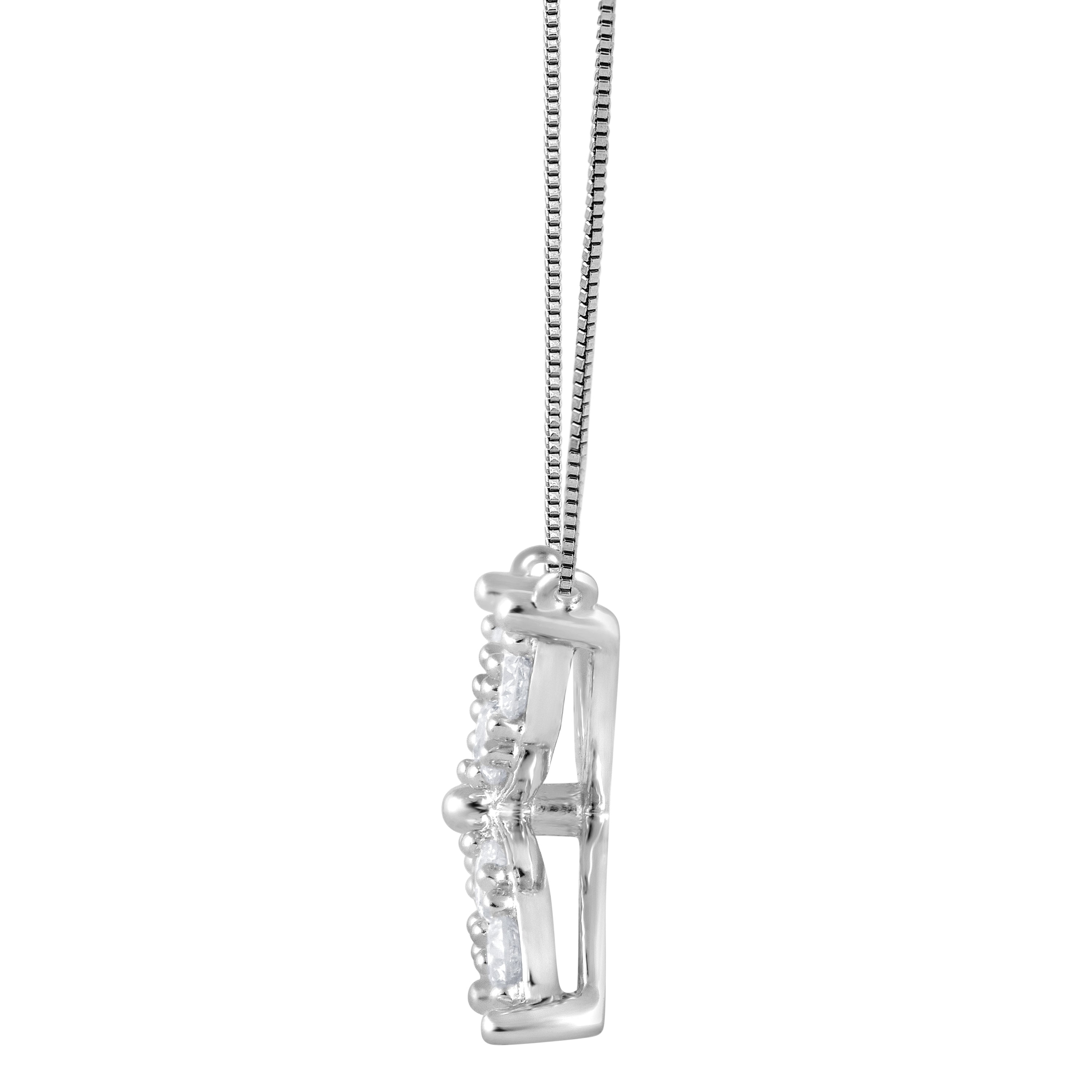 0.20 Carat Lab Grown Diamond Floral Pendant Necklace In Sterling Silve  | Ashley Stewart