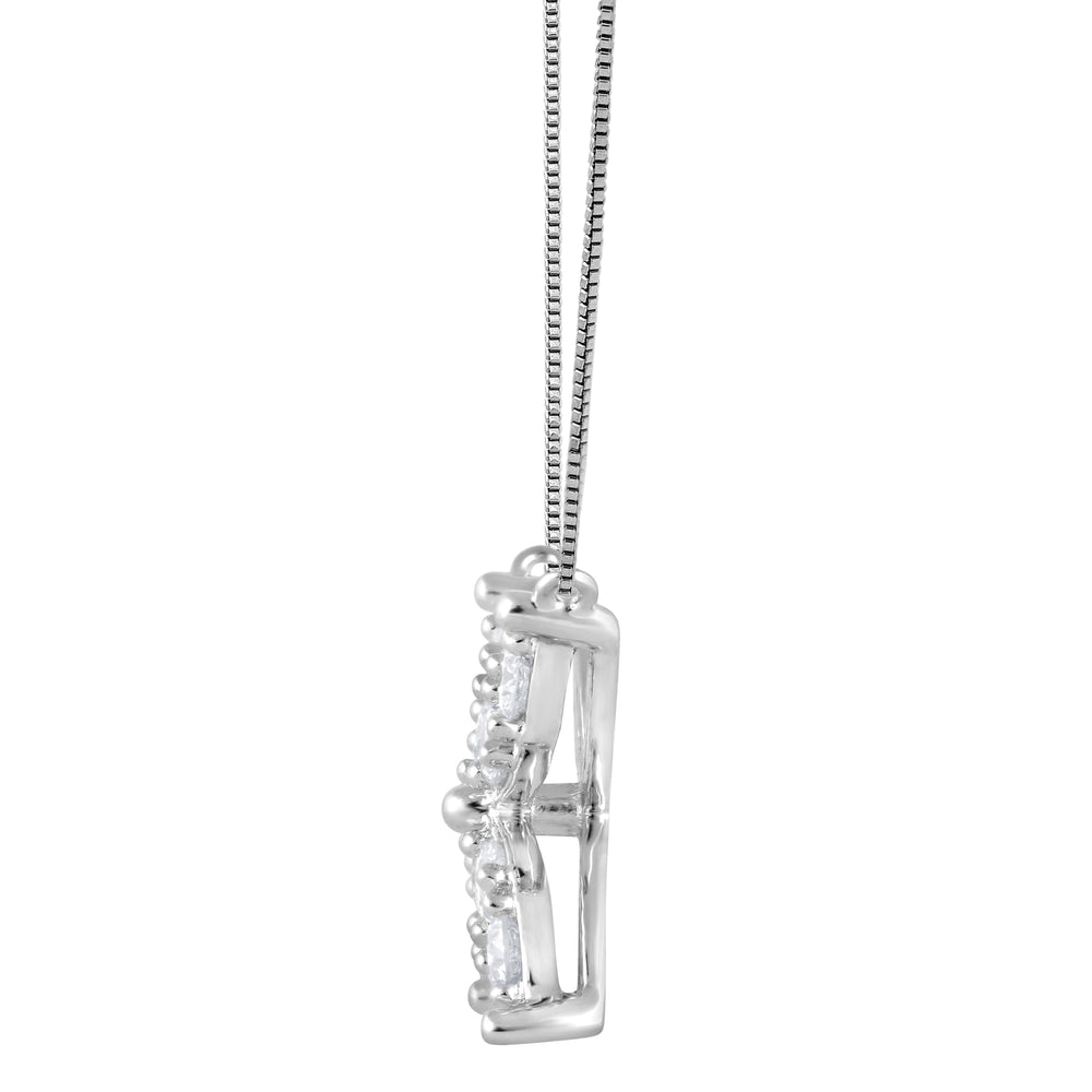 0.20 Carat Lab Grown Diamond Floral Pendant Necklace In Sterling Silve  | Ashley Stewart