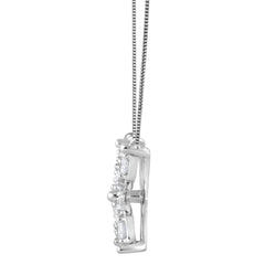 0.20 Carat Lab Grown Diamond Floral Pendant Necklace In Sterling Silve  | Ashley Stewart