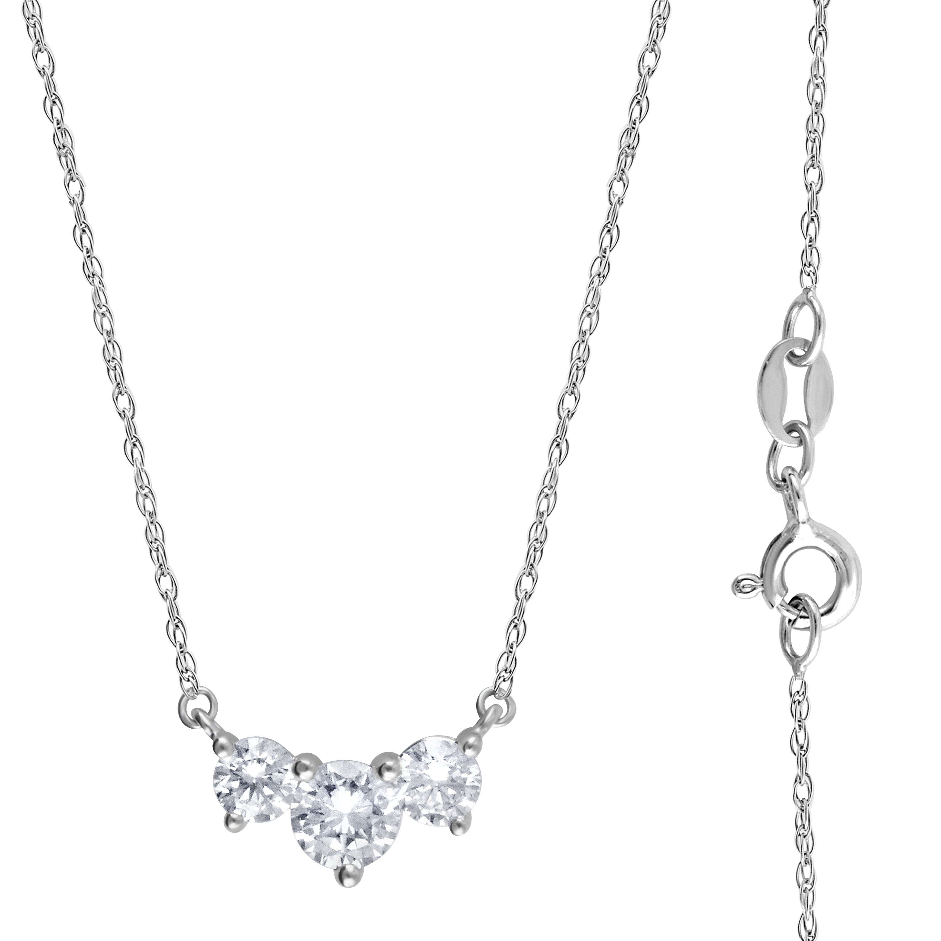 1 Carat Lab Grown Diamond 3 Stone Pendant Necklace In Sterling Silver  | Ashley Stewart
