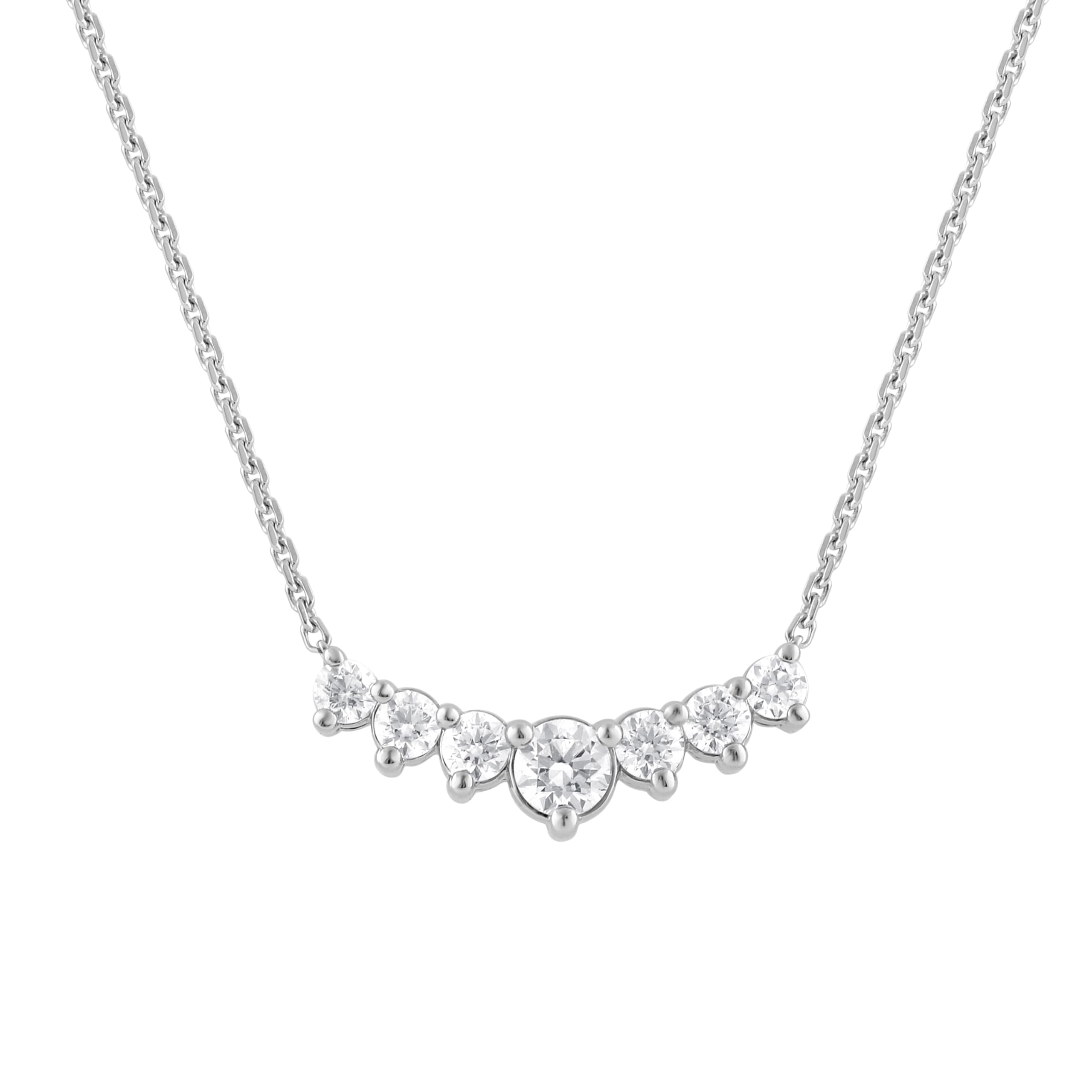 1 Carat Lab Grown Graduating Diamond Necklace In Sterling Silver  | Ashley Stewart