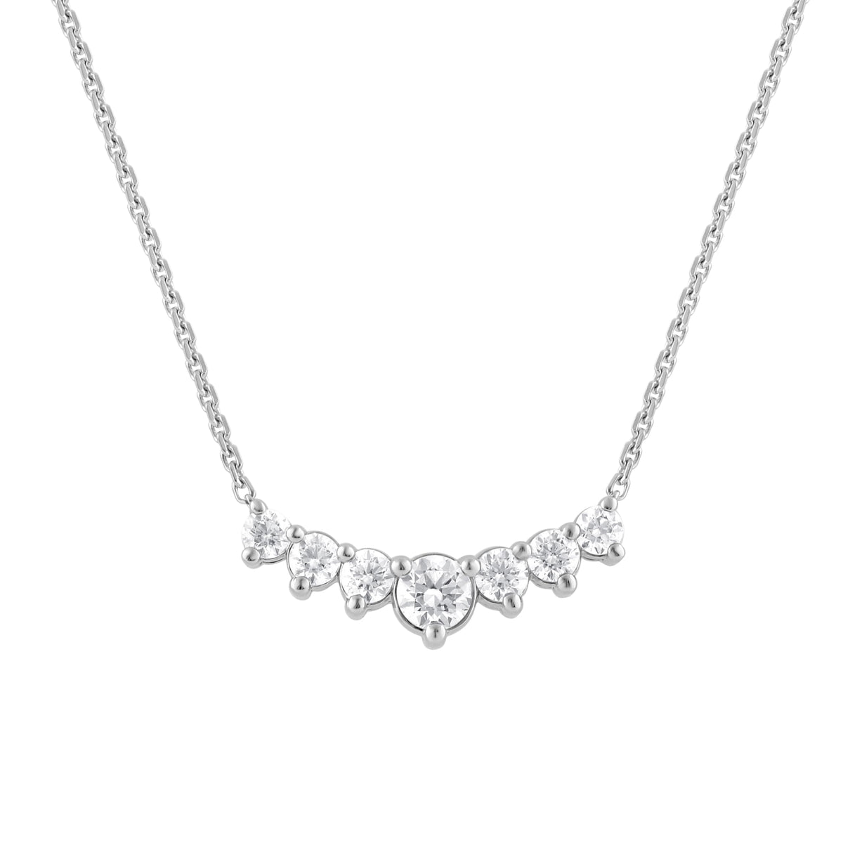 1 Carat Lab Grown Graduating Diamond Necklace In Sterling Silver  | Ashley Stewart