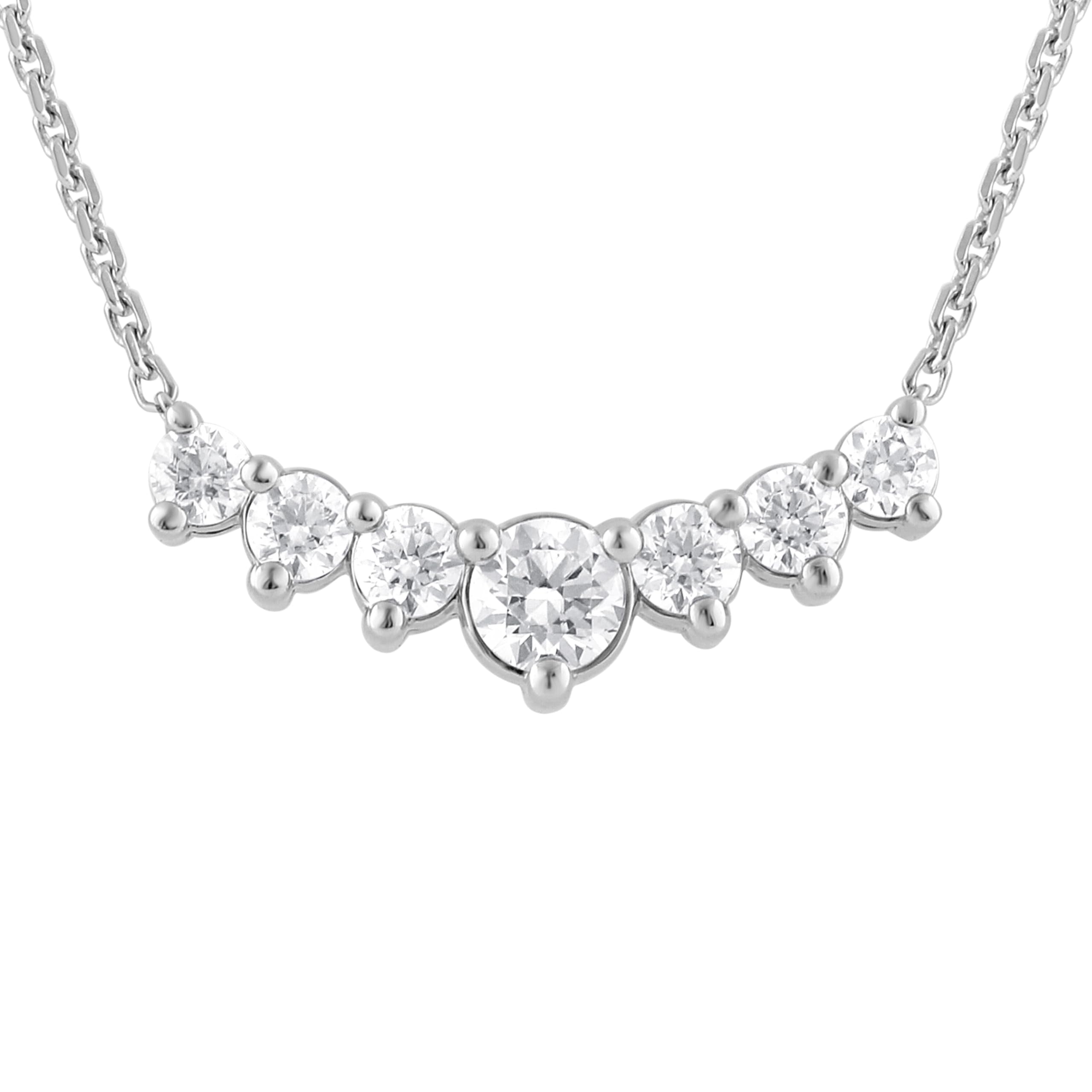 1 Carat Lab Grown Graduating Diamond Necklace In Sterling Silver  | Ashley Stewart
