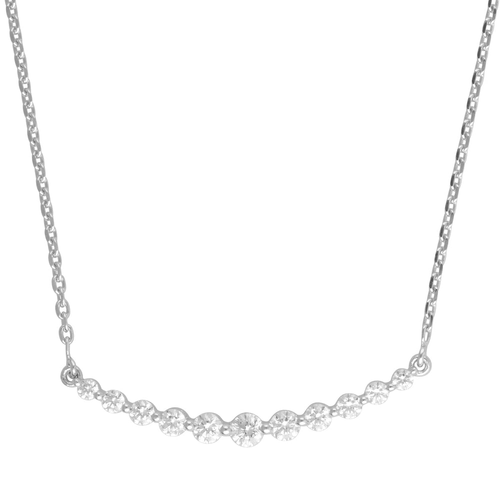 0.75 Carat Lab Grown Diamond Smile Necklace in Sterling Silver  | Ashley Stewart