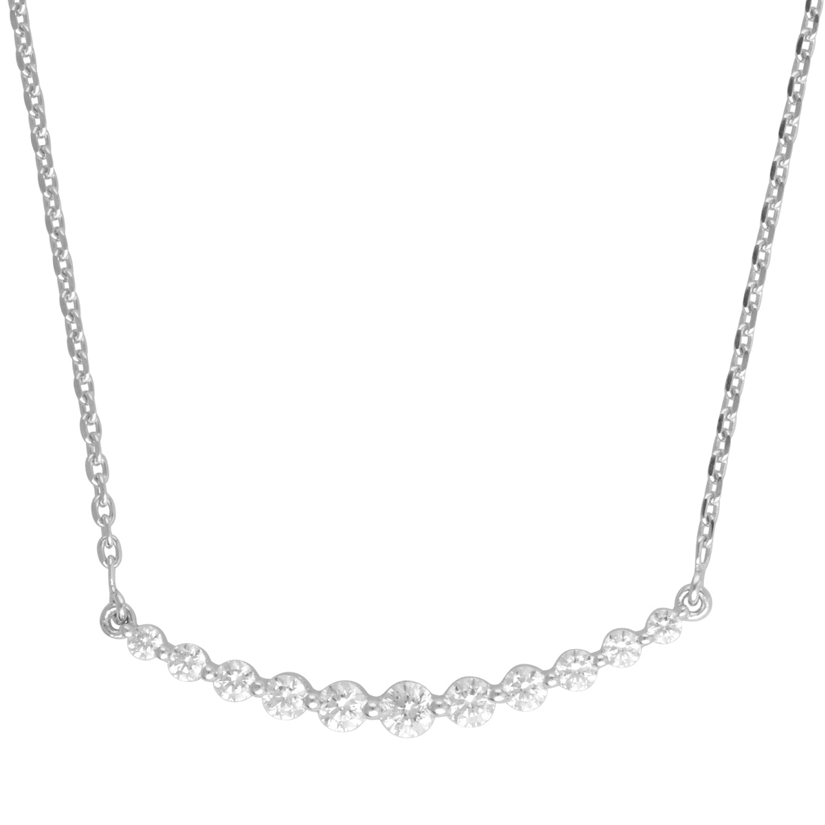0.75 Carat Lab Grown Diamond Smile Necklace in Sterling Silver  | Ashley Stewart