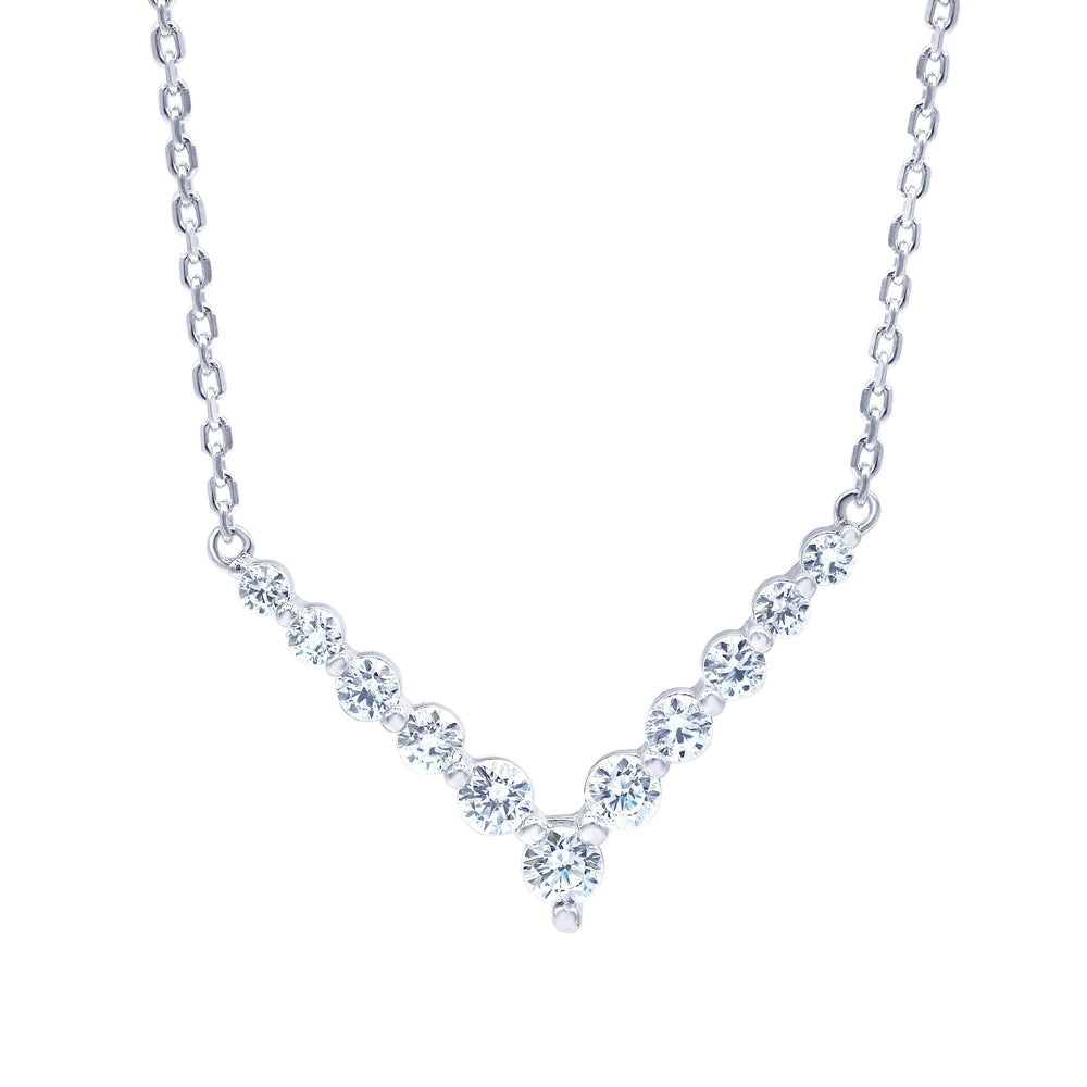 1 Carat Lab Grown Diamond V Shaped Necklace In Sterling Silver  | Ashley Stewart