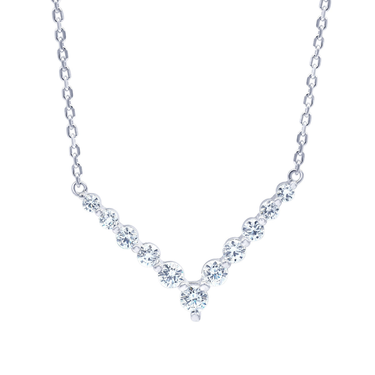 1 Carat Lab Grown Diamond V Shaped Necklace In Sterling Silver  | Ashley Stewart