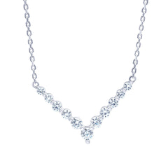1 Carat Lab Grown Diamond V Shaped Necklace In Sterling Silver  | Ashley Stewart