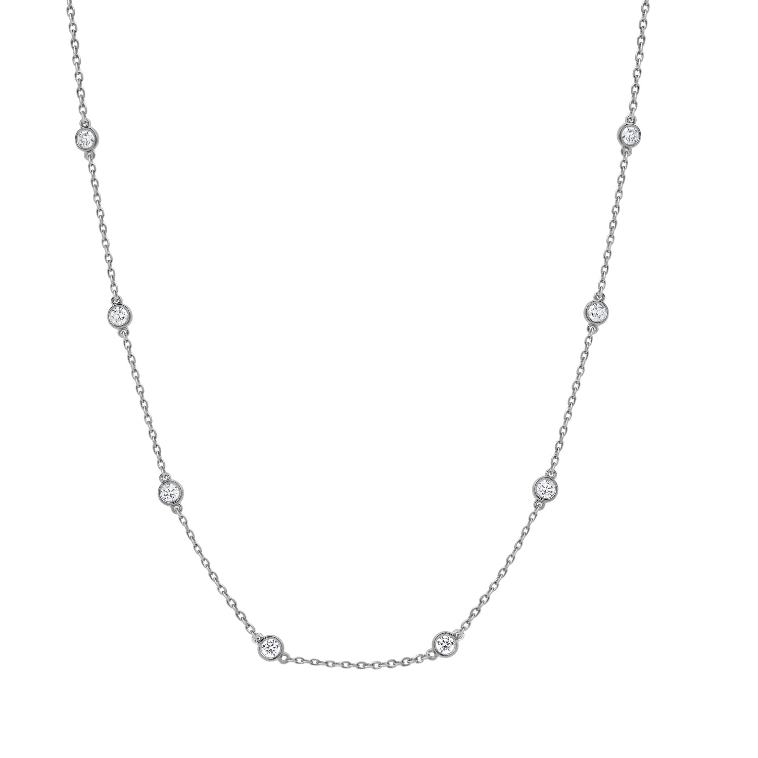 1 Carat Lab Grown Diamond Station Necklace in Sterling Silver  | Ashley Stewart