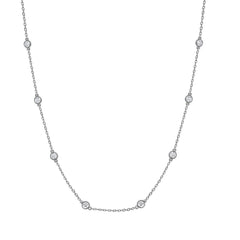 1 Carat Lab Grown Diamond Station Necklace in Sterling Silver  | Ashley Stewart