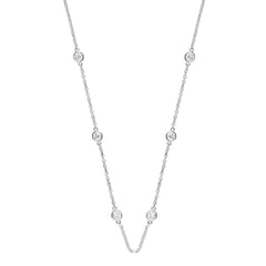 1 Carat Lab Grown Diamond Station Necklace in Sterling Silver  | Ashley Stewart