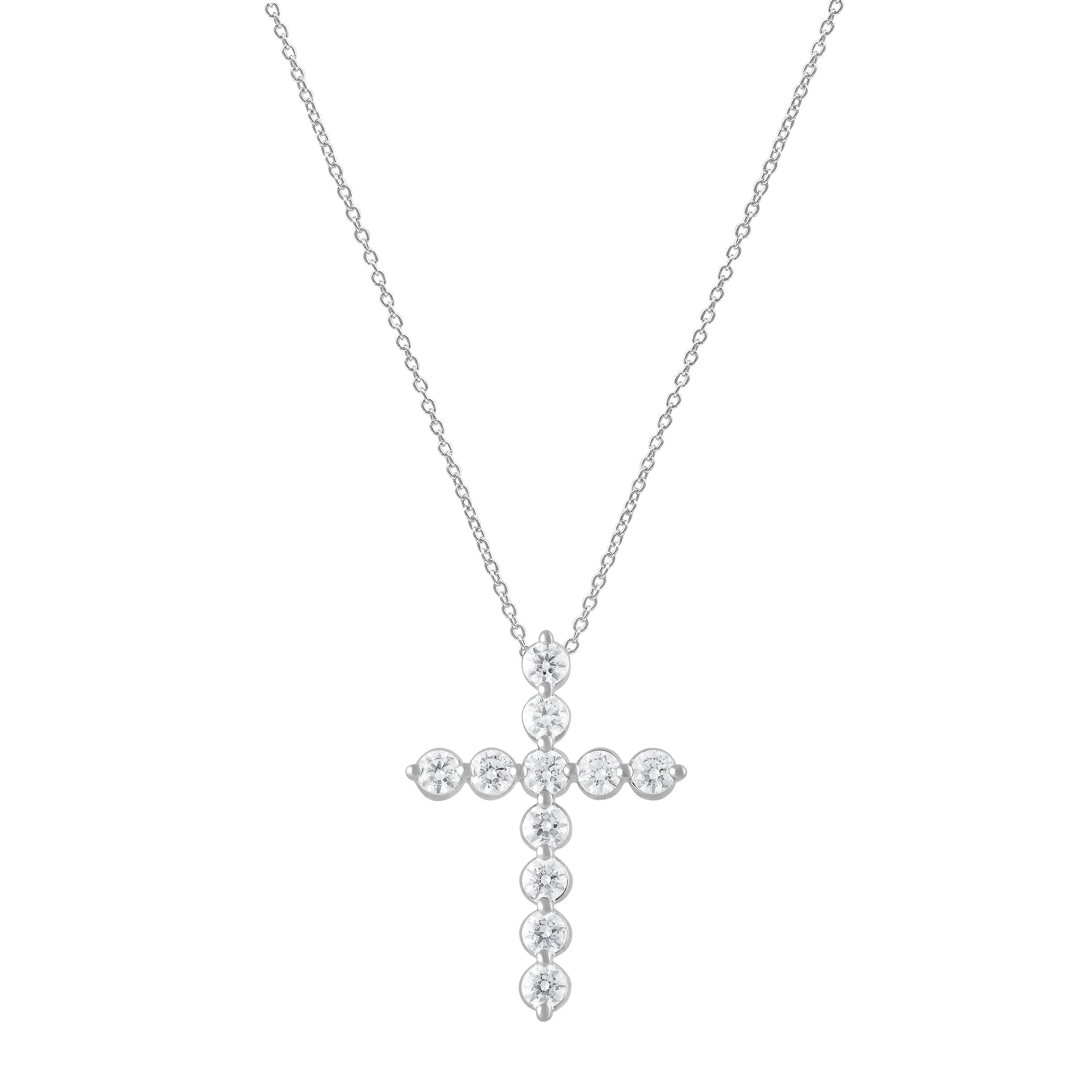 1 Carat Lab Grown Diamonds Cross Pendant Necklace  | Ashley Stewart